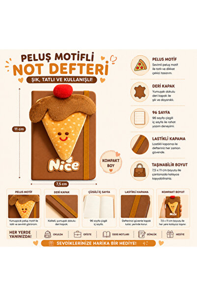 FLY COLOR Peluş Motifli Deri Not Defteri Lastikli