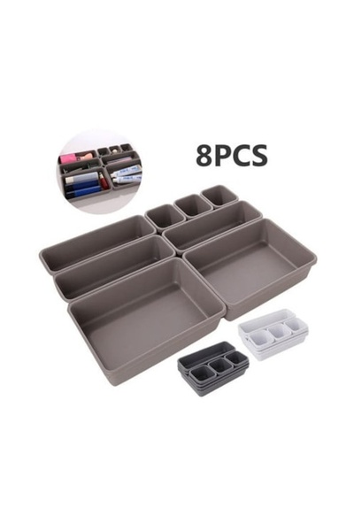 Velaris Set de 8 organizatoare pentru sertare, din plastic, multicolore
