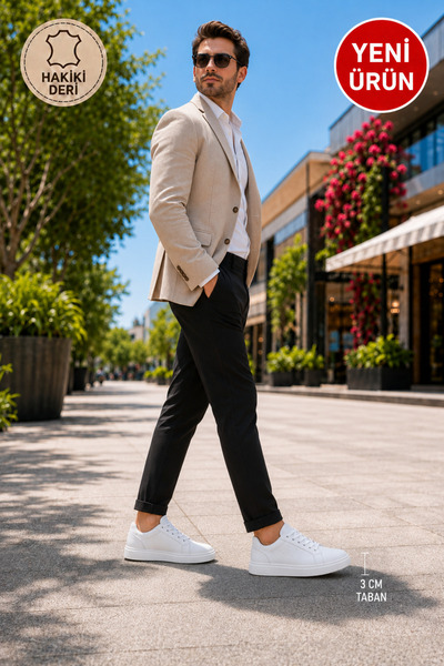 BS BEYAZ SHOES أحذية رياضية كاجوال للرجال، أحذية رياضية من الجلد الطبيعي، أحذ...