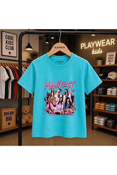 playwear Manifest Powder Pink Printed 100% Children's Unisex T-Shirt 5 6 -7 8...