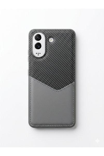 kılıfınbenden Redmi 13 C Gray Case with Card Holder