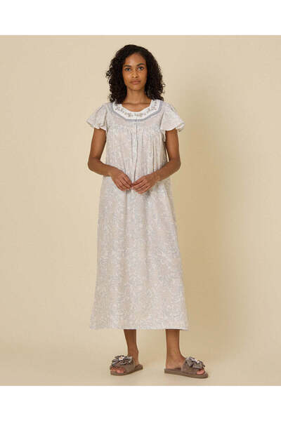 REDTAG Women White Floral Classic Nightgown