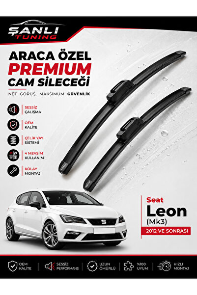 Seat Leon Mk3 2012 ve Sonrası Araca Özel Muz Tipi Ön Cam Sileceği Takımı OEM Kalite
