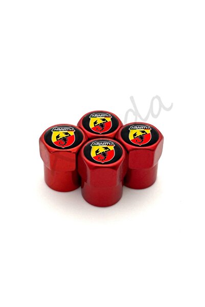 GARDENAUTO Fi̇at Abarth Logo Aluminum Coating 4 Pieces Valve Cover (Red)