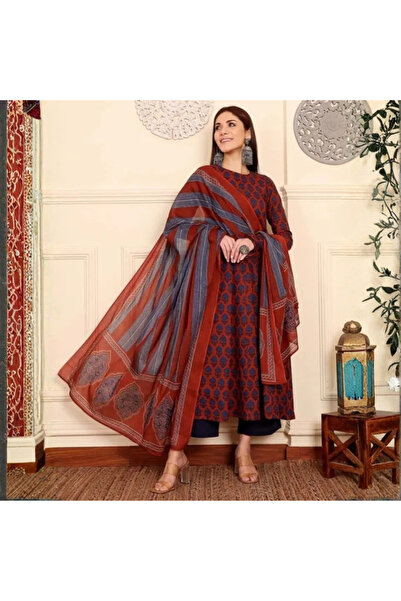 MYSMAR Maroon Viscose Rayon Kameez Salwar & Dupatta - VRN1032 | Maroon-Size:X...