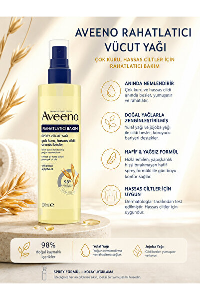 AVEENO Skin Relief Cilt Rahatlatıcı Vücut Yağı Spreyi 200 ml
