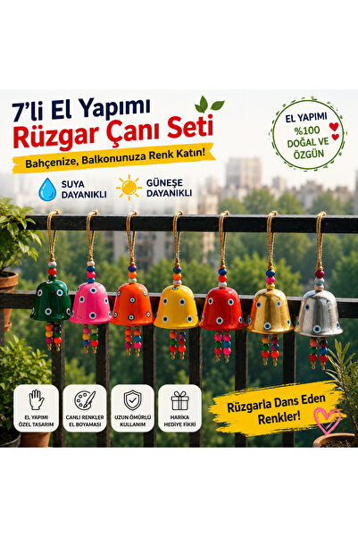 KARYA AURA 7 adet bahçe balkon nazar boncuklu çan