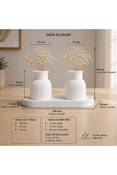 3DPROGA 3d baskılı Modern Dekoratif Beyaz Vazo Seti 2'li – Minimal Tasarım Çi...