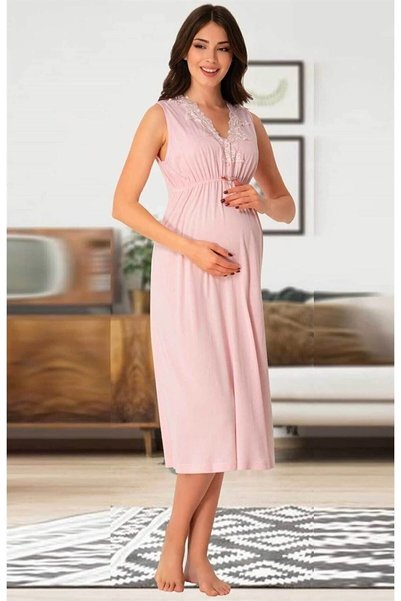 Effortt Dvina Maternity Nightgown with Straps - Pink