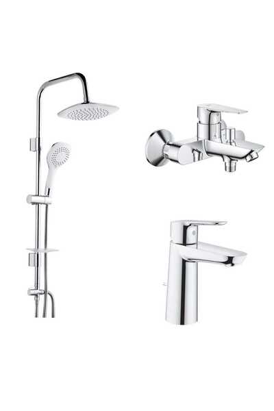 Grohe صنبور حمام من BAUEDGE مع حوض غسيل وطقم دش عملي 5F TEPE