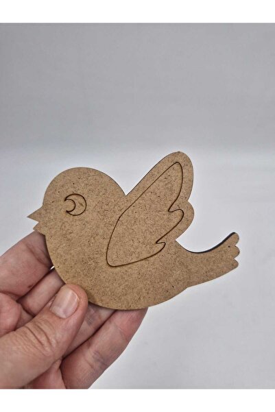 Mu Art Ahşap Ahşap Kuş Figürü Kendin Yap Boyama Seti - 3 mm Ham MDF Lazer Kes...