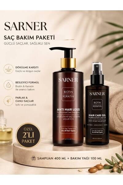 SARNER Profesyonel Saç Bakım Seti | Şampuan 400 ml & Saç Bakım Yağı 100 ml | ...