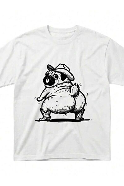 4CR 2026 Summer New Funny Cowboy Pug Thicc Graphic T-Shirt, Vintage Mineral A...