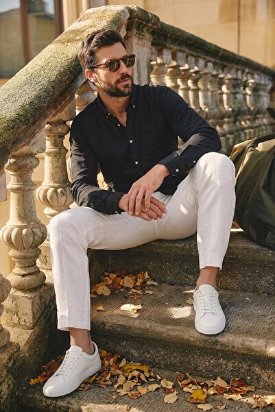 SMILE Akela Black Linen Shirt