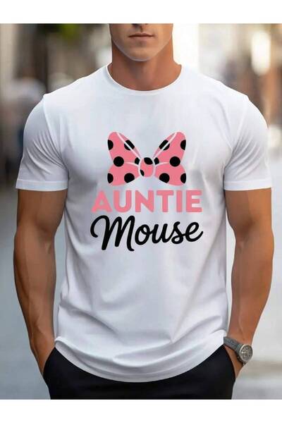 29CUN تي شيرت برسومات Auntie Mouse - تي شيرت أسود بأكمام قصيرة وياقة دائرية م...