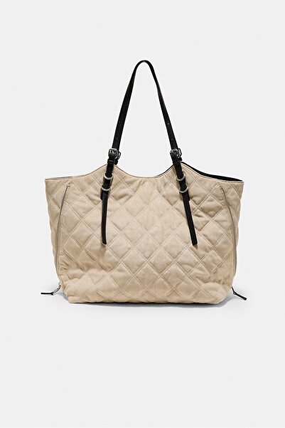 Stradivarius Suni süet kapitone shopper omuz çantası