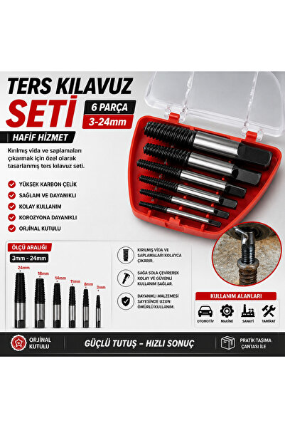 Bhd Ters Kılavuz Seti 6 Parça Kırık Vida Sökme Aparatı Matkap Uyumlu Profesyo...