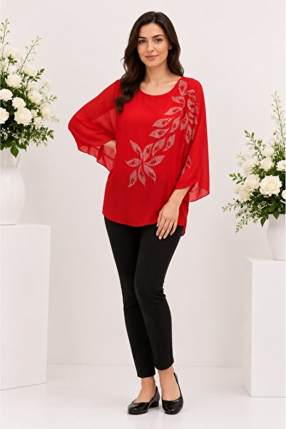 OEM Bluza eleganta cu aplicatii deosebite Dakota,nuanta de rosu