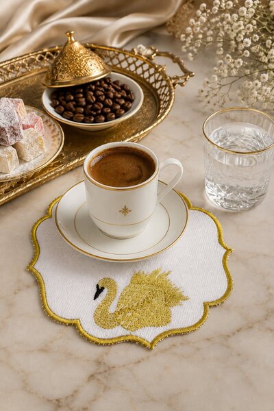 Bonny Home Χρυσό Κεντητό Σετ 6 Χαρτοπετσέτες Παρουσίασης Καφέ, Χαρτοπετσέτες ...