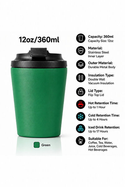 Baytix HOME 12oz 360ml Vacuum Insulated Travel Coffee Mug Stainless Steel The...