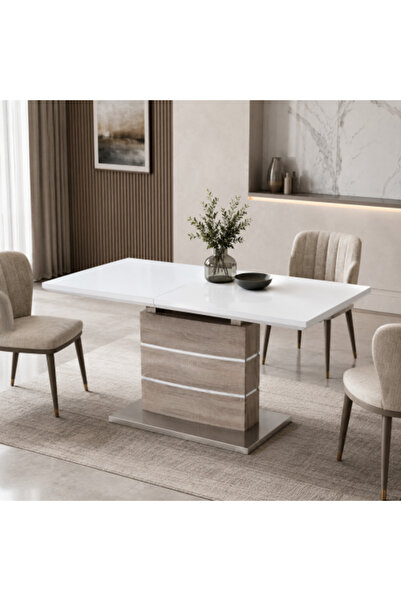 on home Extendable Dining Table – White with Light Wood