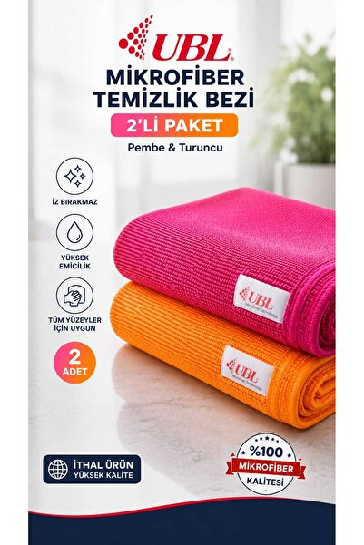 UBL MİKROFİBER TEMİZLİK BEZİ KUŞGÖZÜ 40X40 CM 2'li pembe ve turuncu
