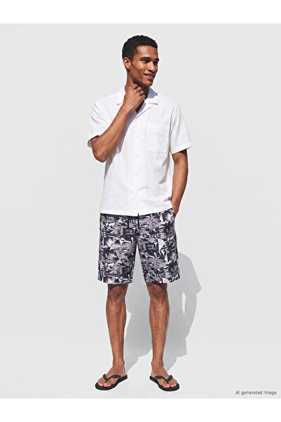 LC Waikiki Nevavm Men's Patterned Swim Shorts in Below-Knee Length with a Dif...