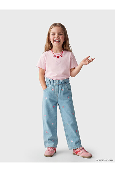 LC Waikiki Nevavm Wideleg Floral Girl's Jean Pants with a Difference
