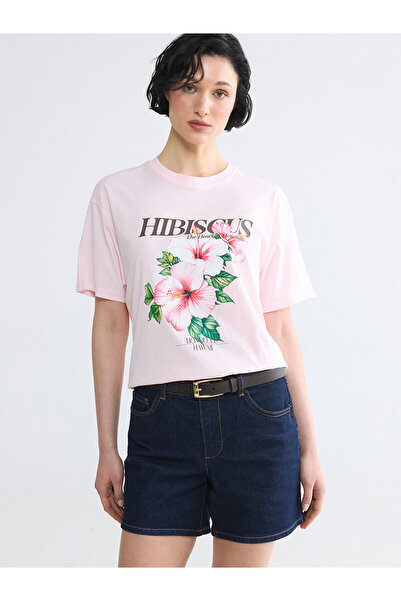 LC Waikiki Original Floral Printed 100% Cotton Women's T-Shirt