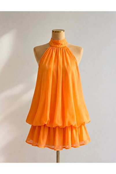 EURO Halter yaka mini elbise