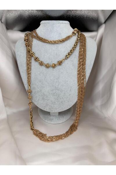 ZS Aksesuar Women's Gold Multi-Layered Chain Necklace with Long Tassels State...