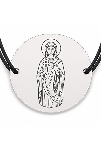 Simoshop Brățară argint 925 cu bănuț Sfânta Tatiana, șnur negru reglabil