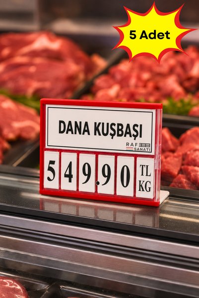Raf Sanatı 5 Adet - Fiyat Kasetlik Manav Kasap Şarküteri Etiketi Rakamlı Fiya...