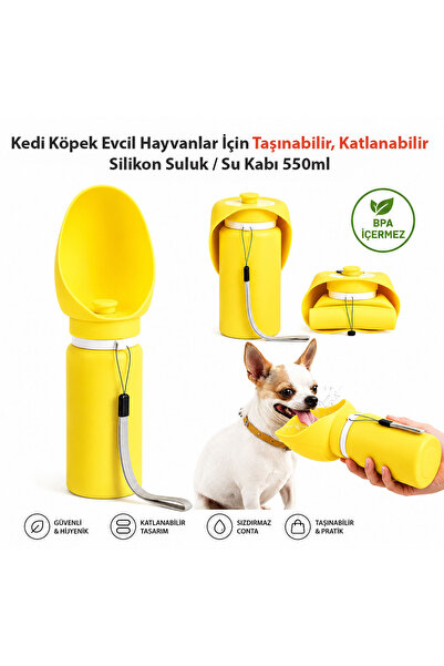 Dexmon Kedi Köpek Evcil Hayvan İçin Taşınabilir Katlanabilir Silikon Su Kabı ...