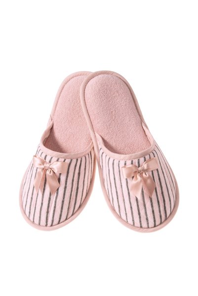 Slipper Γυναικείο υφασμάτινο ρούχο για το σπίτι, ριγέ, ροζ, βαμβακερό, ελληνικό.