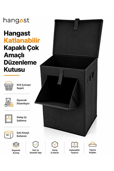 HANGAST Katlanabilir Kapaklı Kirli Çamaşır Sepeti 78 L | Çok Amaçlı Düzenleyi...