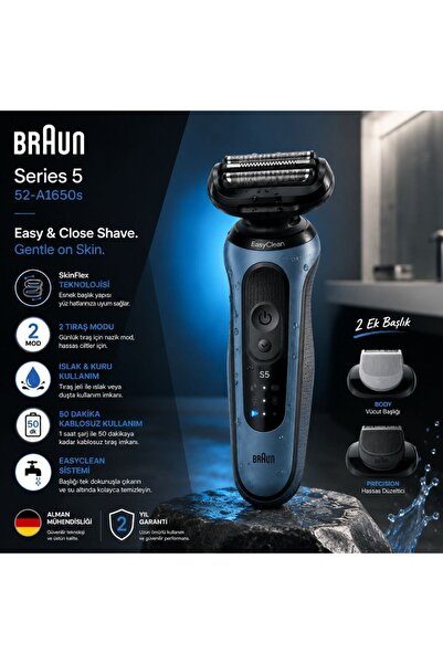 Braun Series 5 Elektrikli Tıraş Makinesi, Islak ve Kuru, Hassas Düzeltici, Vü...