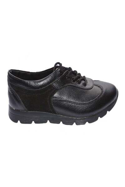 OEM Pantof trendy cu siret si talpa usoara, din piele naturala neagra