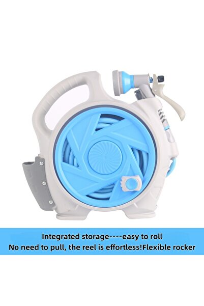 Generic Brand Blue mini portable water hose cart household gardening watering...