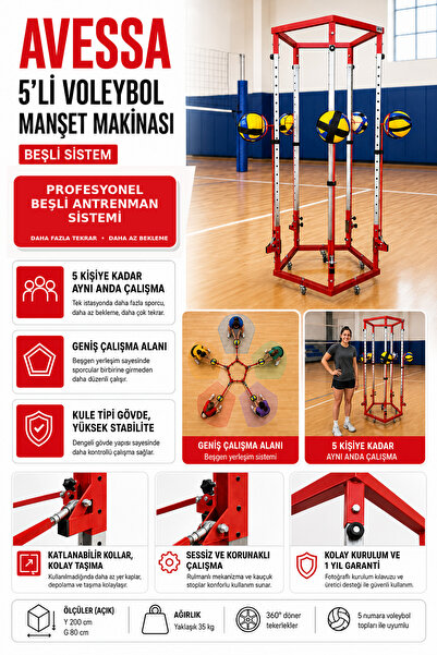 AVESSA 5’li Voleybol Manşet Makinesi - Ayarlanabilir Çalışma Yüksekliği - Kul...