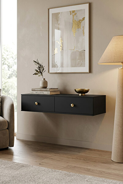 zetuna home TDA1202AG DUVARA MONTAJ TV STAND, TV RAFI ANTRASİT - GOLD 120CM