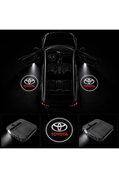Oto Çizgi Toyota Kapı Altı Logo Projektör Led Işığı 2'li Set Pilli Kablosuz K...