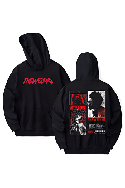 STİL-X The Weeknd Printed Cotton Long Sleeve Hooded Sweatshirt with 3 Yarns