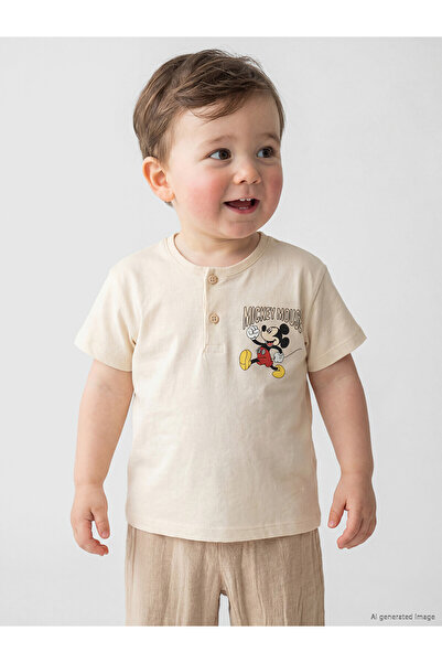 LC Waikiki Trendlucky with Difference Mickey Mouse Printed Baby Boy T-Shirt a...