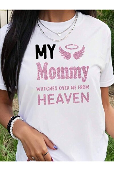 23ERVA Emotional Statement Printed My Mom Is In Heaven Watching Over Me, Wome...