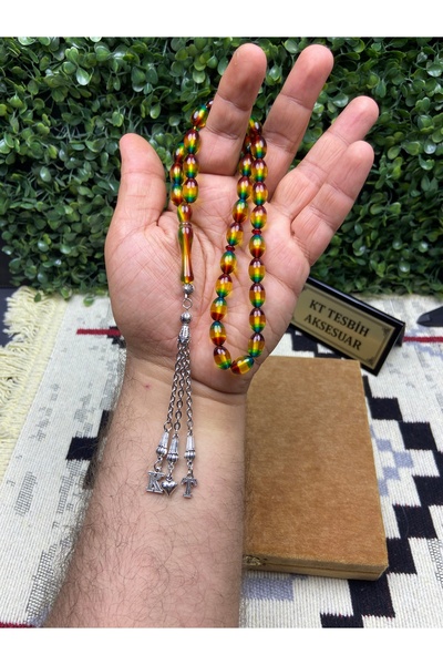 Kttesbihaksesuar 8x12 mm BİLEK BOY SÜRMELİ TOZ KEHRİBAR TESBİH HARFLİ TESBİH ...
