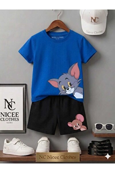 Leto Lykia Summer Children's T-Shirt Shorts Unisex (Tom and Jery Looking in t...