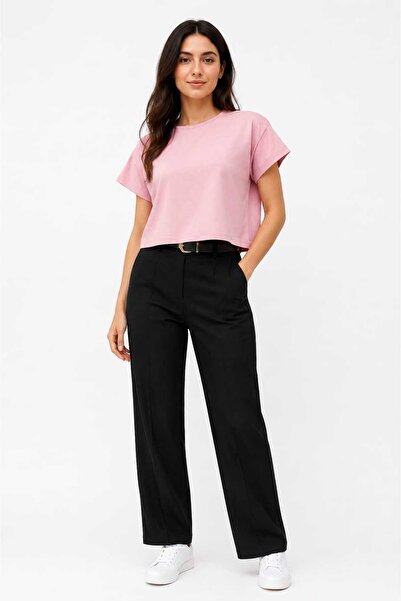 RAZENCİ Γυναικείο βαμβακερό oversize Lycra Crop