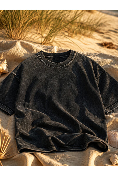 HOFFNUNG Unisex Oversize Vintage Washed Street Style Μόδα του δρόμου Βαμβακερ...