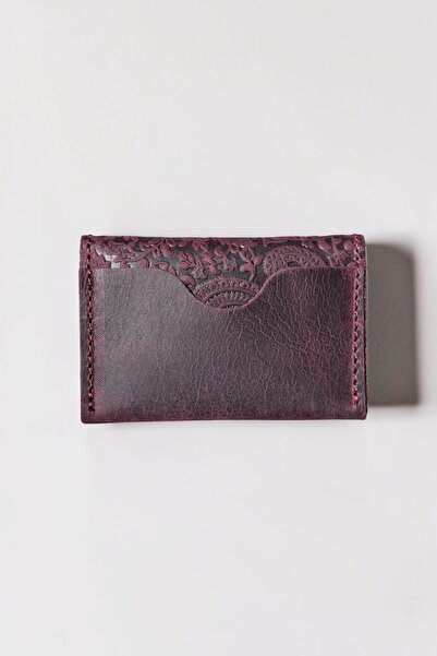 MAT Deri Genuine Leather Card Holder with Shawl Pattern, Minimal Size, Men's and Women's Card Holder